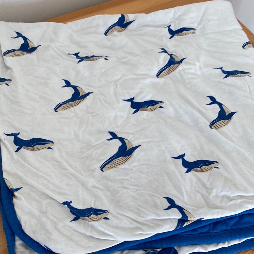 Kyte BABY Blue and White Playful whales Throw Blanket